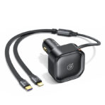 USAMS US-CC219 C41 30W Car Charger With 2IN1 Retractable Cable Type-C+Lightning