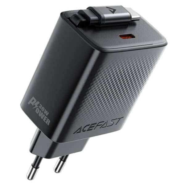 ACEFAST A110 PD30W GaN Wall Charger with USB-C Retractable Cable (64cm)