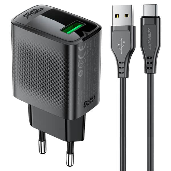 ACEFAST A90 18W Wall Charger with 1.2m USB-A to USB-C Cable