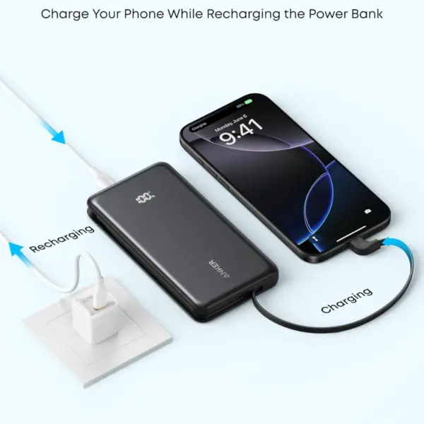 Anker A110D Zolo Power Bank (10K, 22.5W, Built-In USB-C Cable)