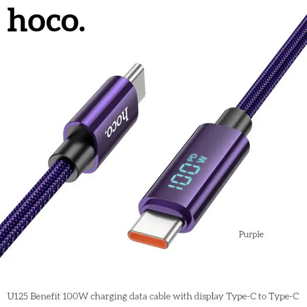 Hoco U125 Benefit 100W USB-C to USB-C Cable With Display