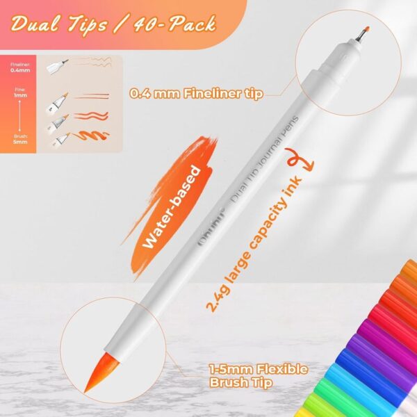 Ohuhu Dual Tip Journal Pens - Art Marker Water-Based 40 Colors