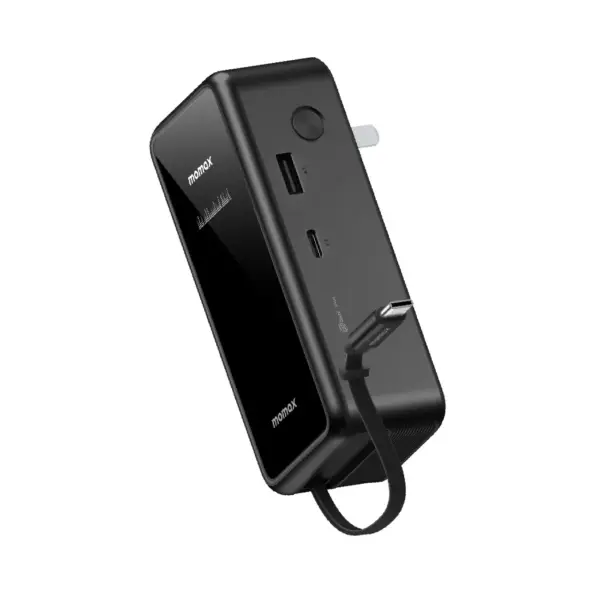 Momax IP167 1-Pac⁺ 10000mAh 3in1 Hybrid GaN Battery Pack with Built-In Retractable Cable