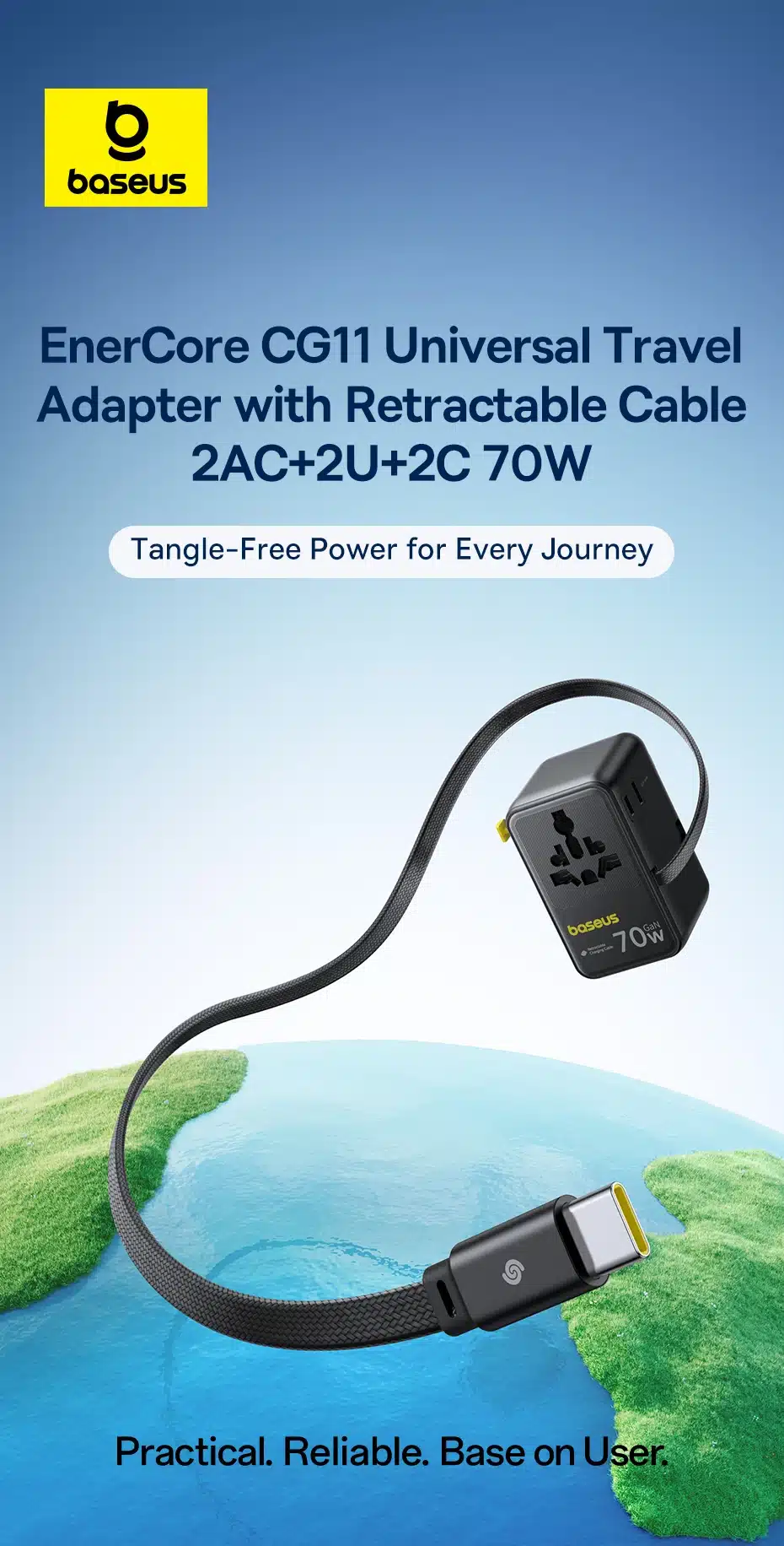 Baseus EnerCore CG11 Universal Travel Adapter 2AC2U2C 70W 2