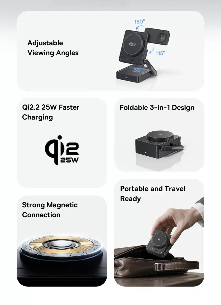 Baseus PicoGo AF21 3 in 1 Qi2.2 Wireless Charger 2