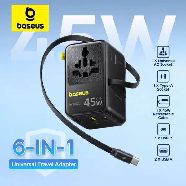 Baseus PicoGo AG11 Universal Travel Adapter 2AC+2U+2C 45W