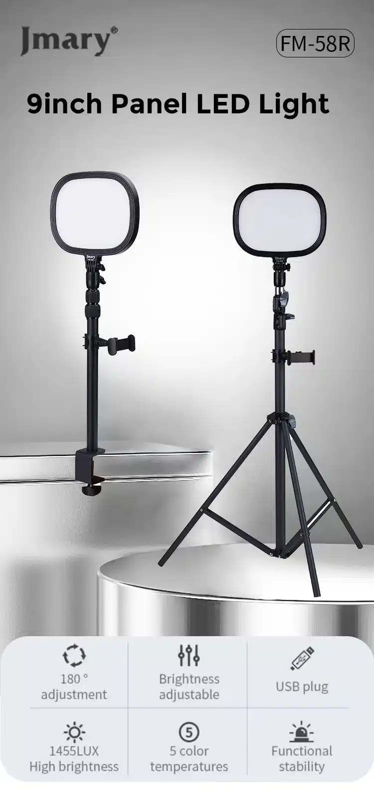 Jmary FM 58R 9inch Panel LED Light 3