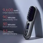• Lowra Rouge SL-620 Hair Straightener Brush is a cordless, high-performance styling tool designed for convenient, salon-quality hair straightening anytime and anywhere. Engineered with a lightweight portable body and powered by a large 9600mAh rechargeable battery, this straightening brush offers up to 90 minutes of continuous use on a single charge. Featuring 9 adjustable temperature settings ranging from 150℃ to 230℃, advanced anti-scald double-layer comb teeth, and powerful ionic technology releasing 40 million negative ions, it delivers smooth, frizz-free, and naturally shiny results. The Lowra Rouge SL-620 Hair Straightener Brush is ideal for daily styling, travel, office use, and quick touch-ups without the restriction of cords. • Cordless & Portable Design ensures complete styling freedom without tangled wires or the need for a nearby power outlet. Weighing only 274.5 grams, it is lightweight and easy to carry in handbags or travel luggage. • 9600mAh High-Capacity Rechargeable Battery provides extended usage time, supporting up to 90 minutes of operation on a full charge for multiple styling sessions. • USB Type-C Charging Support allows convenient and modern recharging with widely available Type-C cables and adapters. • 9 Adjustable Temperature Settings (150℃–230℃) offer flexible heat control suitable for different hair types, from fine and delicate strands to thick and coarse hair textures. • Advanced Anti-Scald Double-Layer Comb Design enhances safety during use. The outer comb teeth protect the face and hands from burns, while the inner comb structure shields the scalp for comfortable styling. • Ionic Technology with 40 Million Negative Ions reduces static electricity, minimizes frizz, and improves overall smoothness, leaving hair softer, shinier, and more manageable. • Even Heat Distribution System ensures consistent temperature performance across the brush surface, helping achieve uniform straightening results. • Ergonomic Grip & Balanced Weight Distribution make the brush comfortable to hold during extended styling sessions. • Suitable for Multiple Hair Types including straight, wavy, slightly curly, and frizzy hair. Specifications Product Name: Lowra Rouge SL-620 Hair Straightener Brush Model: SL-620 Design Type: • Cordless Hair Straightening Brush • Portable & Lightweight Construction Battery Capacity: • 9600mAh Rechargeable Battery Battery Life: • Up to 90 Minutes (Full Charge) Charging Type: • USB Type-C Temperature Settings: • 9 Adjustable Levels • Temperature Range: 150℃ – 230℃ Heating Technology: • Even Heat Distribution System Ion Technology: • Releases 40 Million Negative Ions Safety Features: • Double-Layer Anti-Scald Comb Teeth • Face & Scalp Protection Design Material: • Durable Heat-Resistant Construction Weight: • 274.5 g Dimensions: • 52.83 × 19.81 × 19.81 cm
