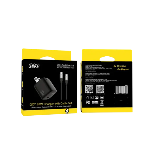 QCY 20W Charger with Cable Set Type-C to Type-C (CK02-MG)