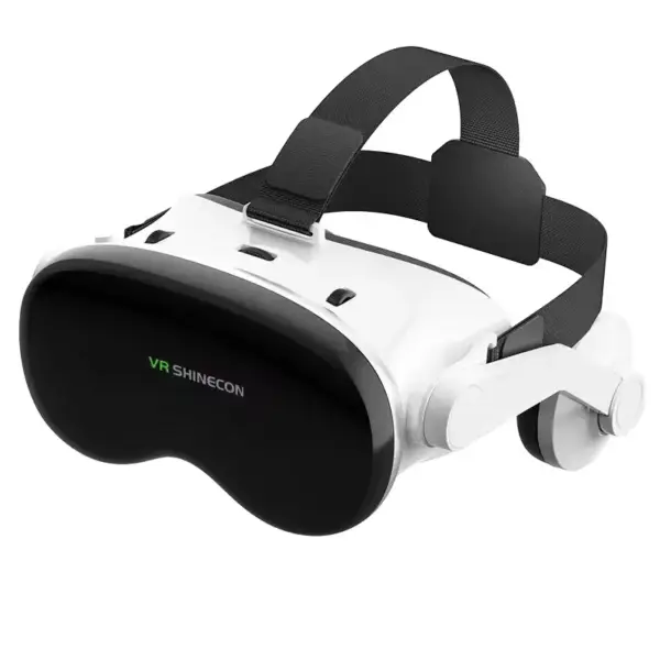 • SHINECON G18E Virtual Reality Glasses 3D is a smartphone-compatible VR headset designed to deliver an immersive 360° virtual reality experience for movies, games, and VR apps. By inserting your smartphone into the headset, you can transform it into a portable VR cinema or gaming system. The headset features 40 mm aspherical optical lenses, adjustable focus and pupil distance, and a comfortable ergonomic design, making it suitable for extended VR sessions. • 360° Panoramic VR Experience allows users to enjoy immersive virtual reality videos, games, and apps by simply moving their head while wearing the headset. • Wide Smartphone Compatibility supports iOS and Android smartphones with screen sizes ranging from 4.7 to 7 inches, making it compatible with most modern devices. • Large 40 mm Aspherical Lenses provide a wider field of view and improved depth, delivering clearer and more realistic 3D visuals. • Adjustable Focus & Pupillary Distance allows users to fine-tune lens spacing and focus for a comfortable and personalized viewing experience. • Integrated Audio Connection supports USB-C audio output, enabling immersive surround sound directly from the smartphone. • Comfortable Ergonomic Design features soft breathable face padding and an adjustable head strap, ensuring a secure and comfortable fit during longer use. • Secure Phone Holder & Openable Front Panel keeps the smartphone firmly in place while also allowing better heat dissipation during VR usage. • Portable Entertainment Solution makes it easy to enjoy VR movies, 360° videos, and interactive games at home or while traveling. Specifications Product Name: SHINECON G18E Virtual Reality Glasses Model: G18E Lens Type: 40 mm PMMA Aspherical Optical Lens Compatible Phone Size: 4.7 – 7 inch smartphones Viewing Mode: 360° Panoramic VR Lens Adjustments: Adjustable focus and pupillary distance Virtual Screen Size: Less than 50 inches Audio Connection: USB-C sound connection via smartphone Material: ABS + Soft breathable face padding Head Strap: Adjustable and removable Compatibility: iOS and Android smartphones Origin: China Key Features: Wide viewing angle, immersive VR viewing, adjustable lenses, comfortable ergonomic design, secure phone holder, portable VR entertainment device.