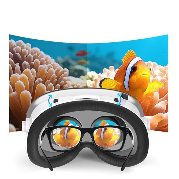 • SHINECON G18E Virtual Reality Glasses 3D is a smartphone-compatible VR headset designed to deliver an immersive 360° virtual reality experience for movies, games, and VR apps. By inserting your smartphone into the headset, you can transform it into a portable VR cinema or gaming system. The headset features 40 mm aspherical optical lenses, adjustable focus and pupil distance, and a comfortable ergonomic design, making it suitable for extended VR sessions. • 360° Panoramic VR Experience allows users to enjoy immersive virtual reality videos, games, and apps by simply moving their head while wearing the headset. • Wide Smartphone Compatibility supports iOS and Android smartphones with screen sizes ranging from 4.7 to 7 inches, making it compatible with most modern devices. • Large 40 mm Aspherical Lenses provide a wider field of view and improved depth, delivering clearer and more realistic 3D visuals. • Adjustable Focus & Pupillary Distance allows users to fine-tune lens spacing and focus for a comfortable and personalized viewing experience. • Integrated Audio Connection supports USB-C audio output, enabling immersive surround sound directly from the smartphone. • Comfortable Ergonomic Design features soft breathable face padding and an adjustable head strap, ensuring a secure and comfortable fit during longer use. • Secure Phone Holder & Openable Front Panel keeps the smartphone firmly in place while also allowing better heat dissipation during VR usage. • Portable Entertainment Solution makes it easy to enjoy VR movies, 360° videos, and interactive games at home or while traveling. Specifications Product Name: SHINECON G18E Virtual Reality Glasses Model: G18E Lens Type: 40 mm PMMA Aspherical Optical Lens Compatible Phone Size: 4.7 – 7 inch smartphones Viewing Mode: 360° Panoramic VR Lens Adjustments: Adjustable focus and pupillary distance Virtual Screen Size: Less than 50 inches Audio Connection: USB-C sound connection via smartphone Material: ABS + Soft breathable face padding Head Strap: Adjustable and removable Compatibility: iOS and Android smartphones Origin: China Key Features: Wide viewing angle, immersive VR viewing, adjustable lenses, comfortable ergonomic design, secure phone holder, portable VR entertainment device.
