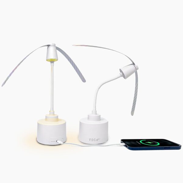Tech Fly Fan 2 Pack with 5000mAh Power Bank & Built-in Table Lamp