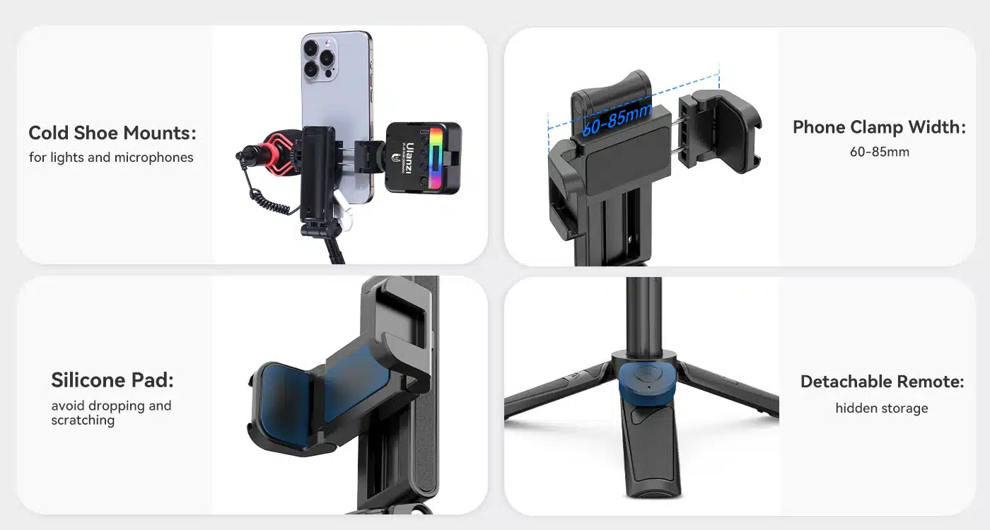 Ulanzi JJ02 Extendable Grip Phone Tripod with Remote 1