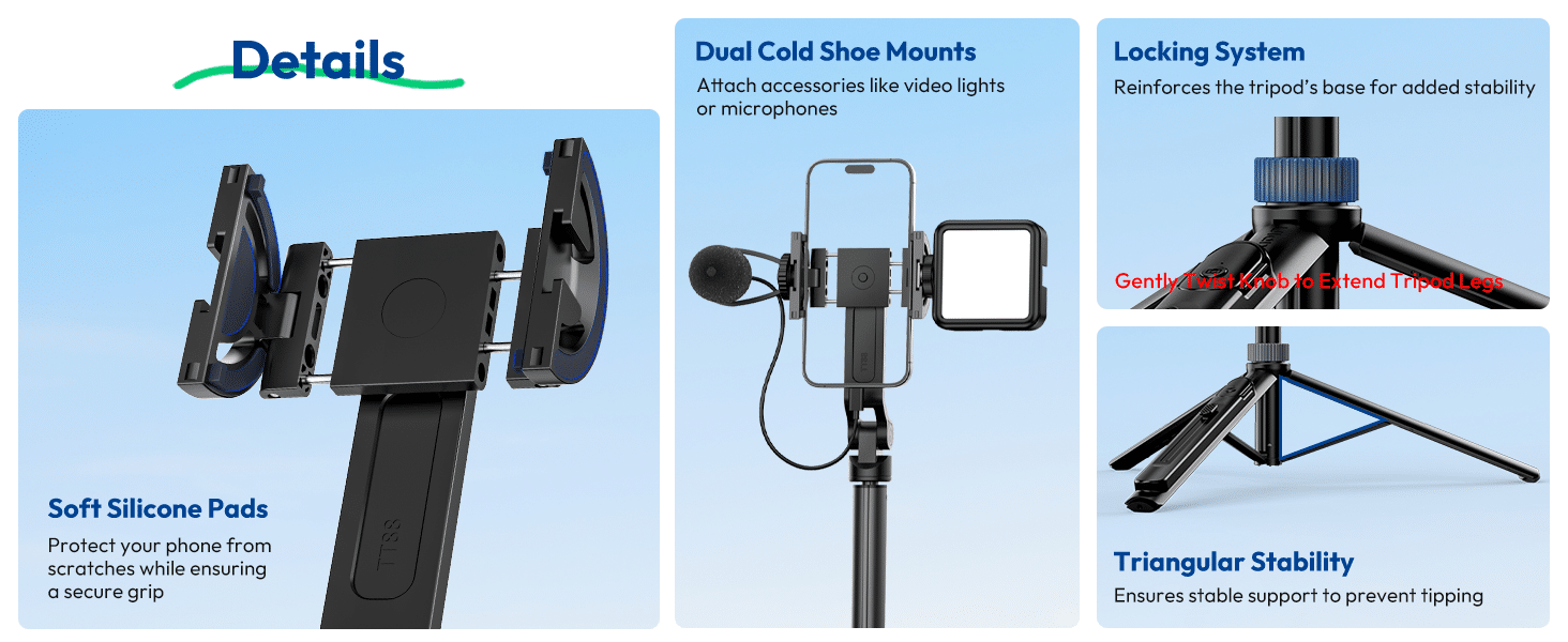 Ulanzi TT88 4 in 1 Mode MagSafe Overhead Selfie Stick 2