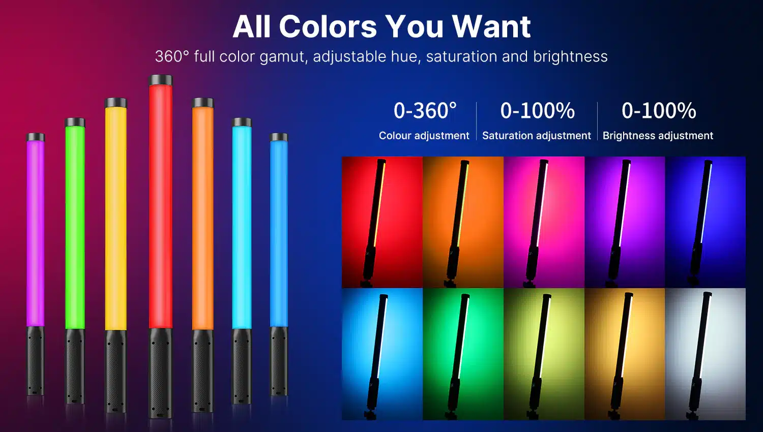 Ulanzi VL119 RGB Tube Light Handheld LED Video Light Wand 3