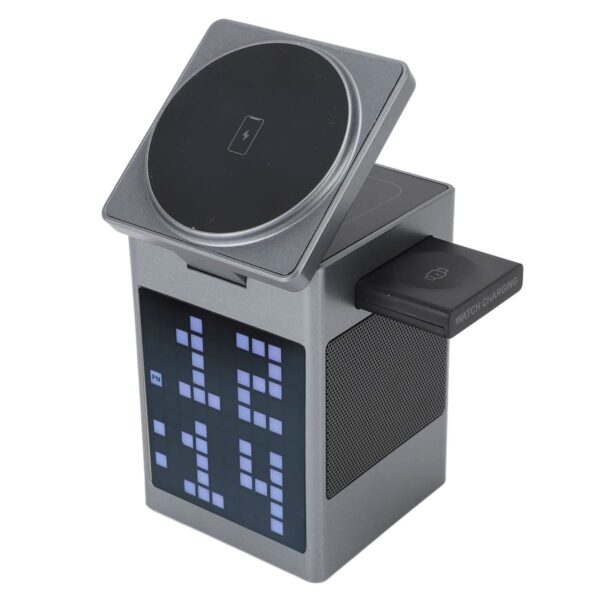 Hoco DWQ04 All in One Wireless Charging Station With Alarm Clock And BT Speaker
