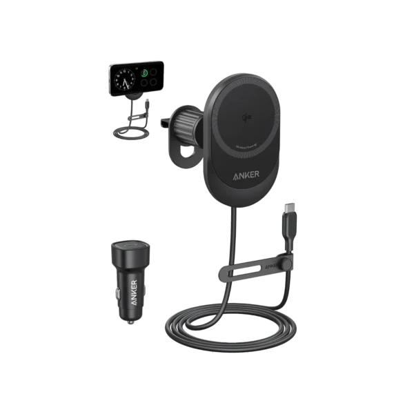 Anker B2932 MagGo Wireless Car Charger (Pad, Built-In USB-C Cable)