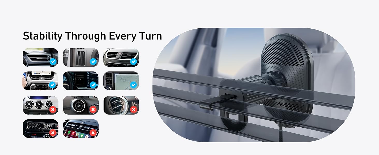 Anker B2932 MagGo Wireless Car Charger Pad Built In USB C Cable 2