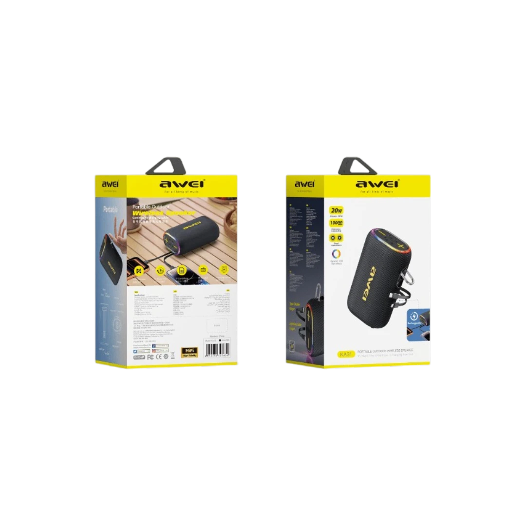 Awei KA31 20W Portable Speaker with 10000mAh Powerbank 1