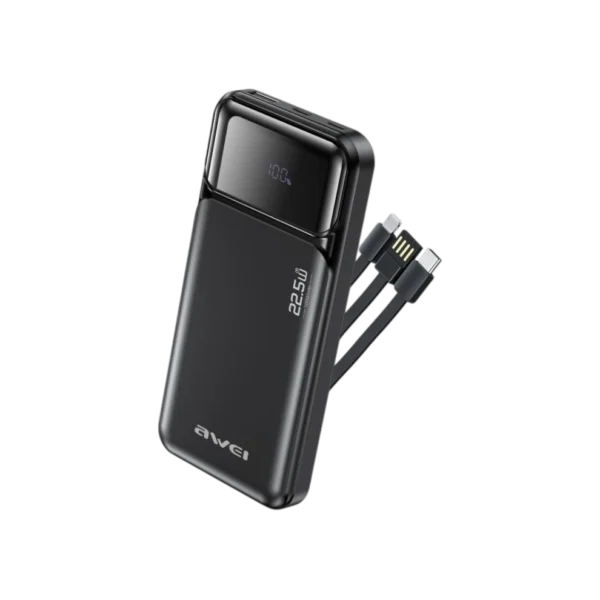 Awei PA-91 22.5W Fast Charging Power Bank with Built-in Cable 10000mAh