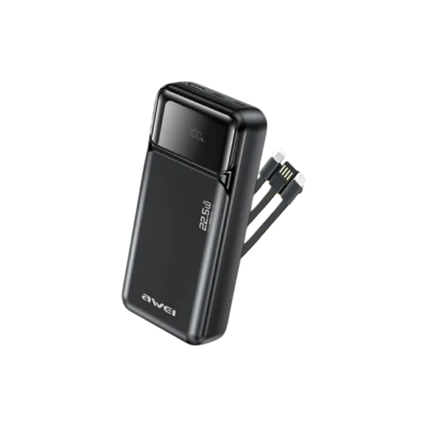 Awei PA-93 22.5W Fast Charging Power Bank with Built-in Cable 20000mAh
