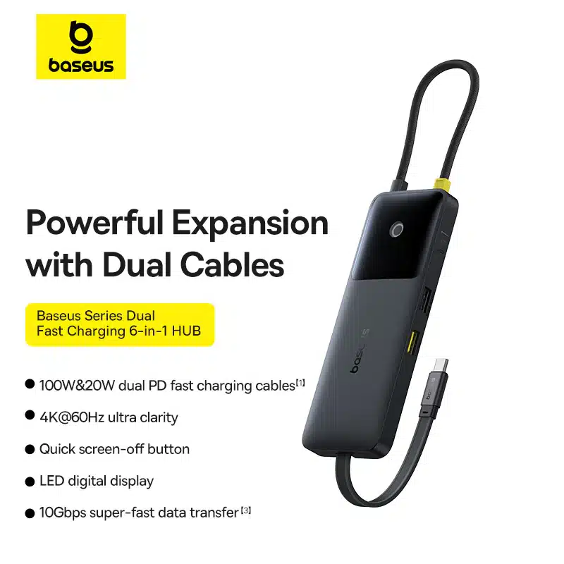 Baseus Dual Fast Charging 6 in 1 HUB 5