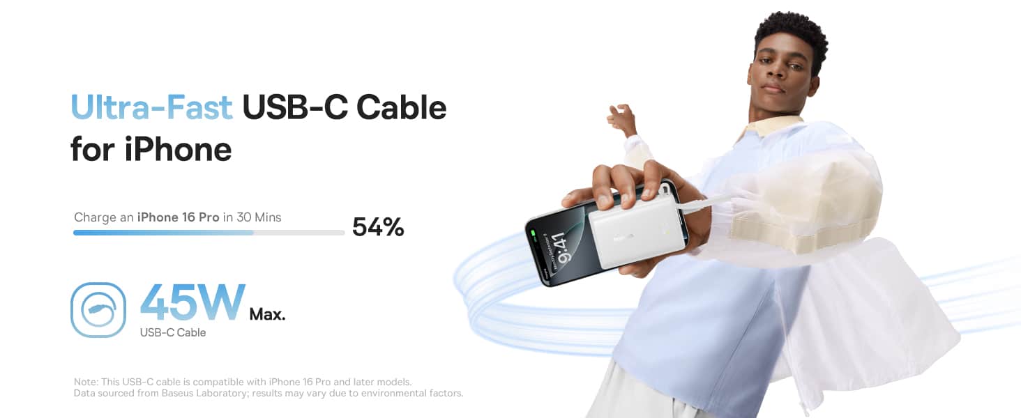 Baseus Picogo 10000mAh 45W Power Bank With Built in Cable PPPG 1W45C 1
