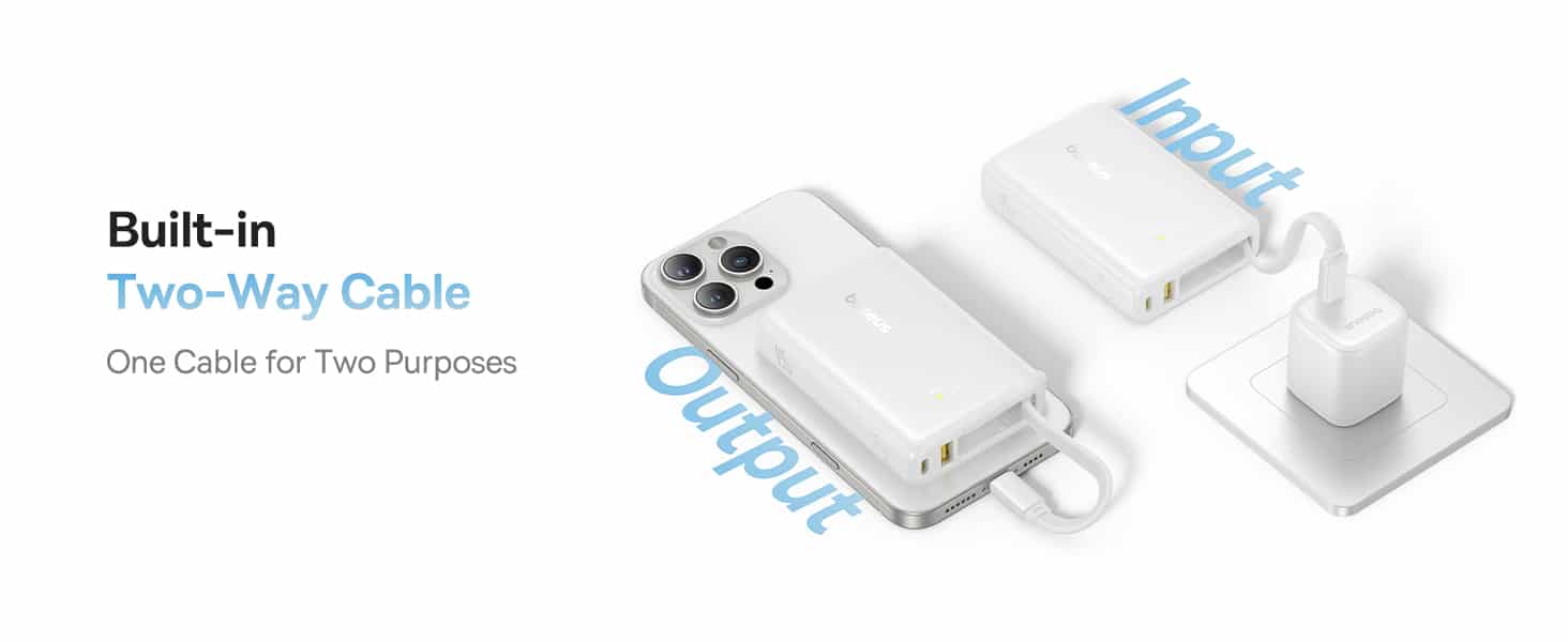 Baseus Picogo 10000mAh 45W Power Bank With Built in Cable PPPG 1W45C 2