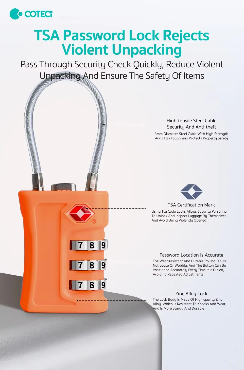 COTECi 86018 TSA Customs Code Lock 3