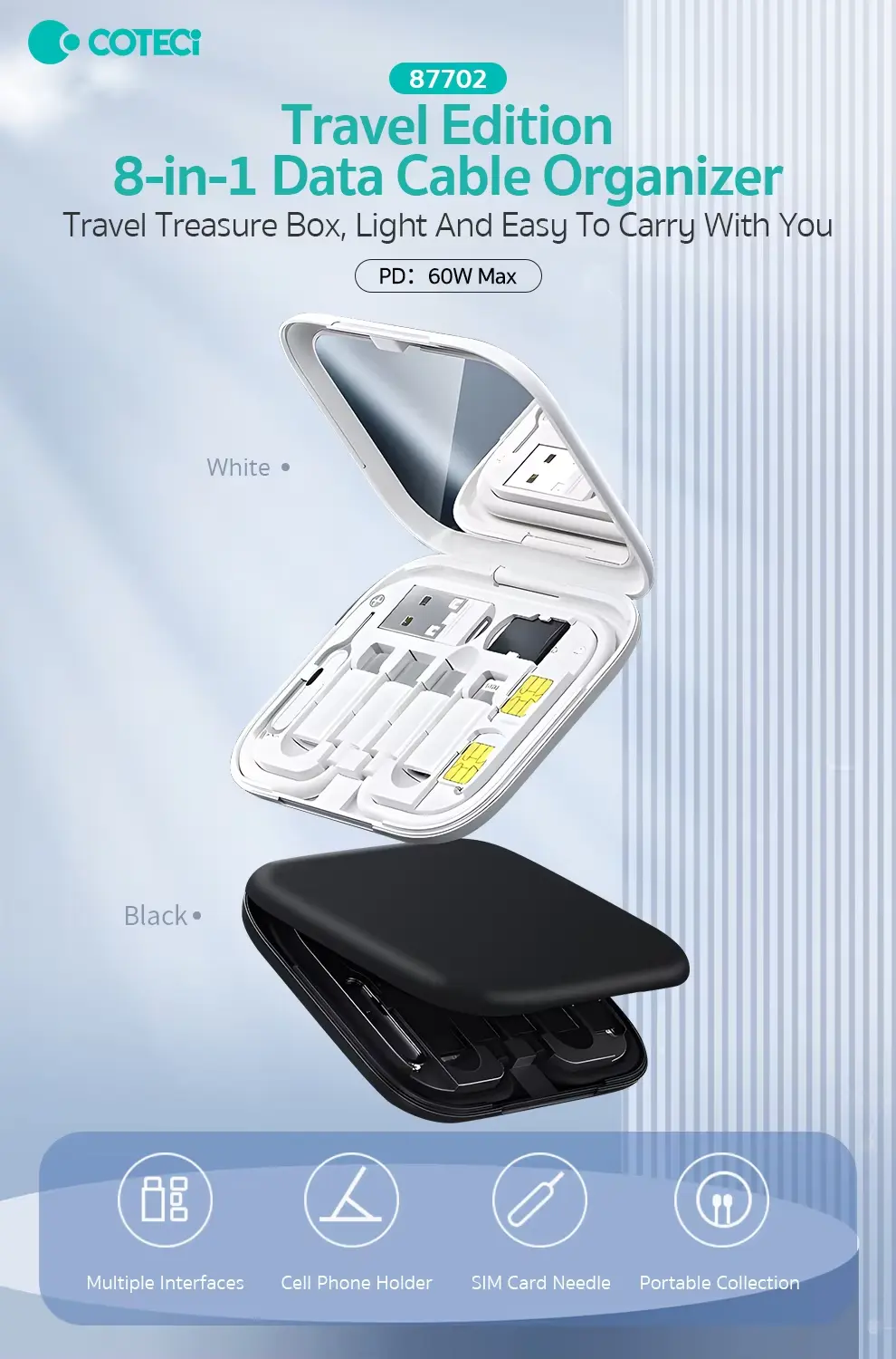 COTECi 87702 8 in 1 Data Cable Storage Box Travel Edition 3