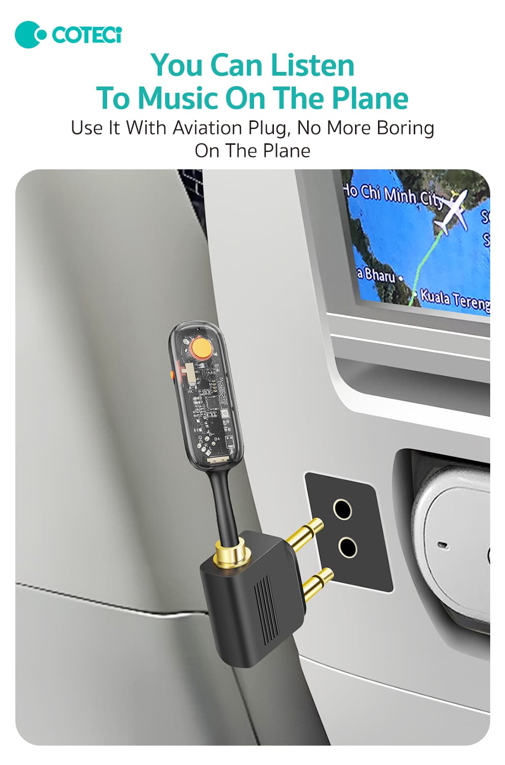 COTECi MS 012 3.5mm Aviation Audio Plug and 3.5mm Bluetooth Transceiver 2