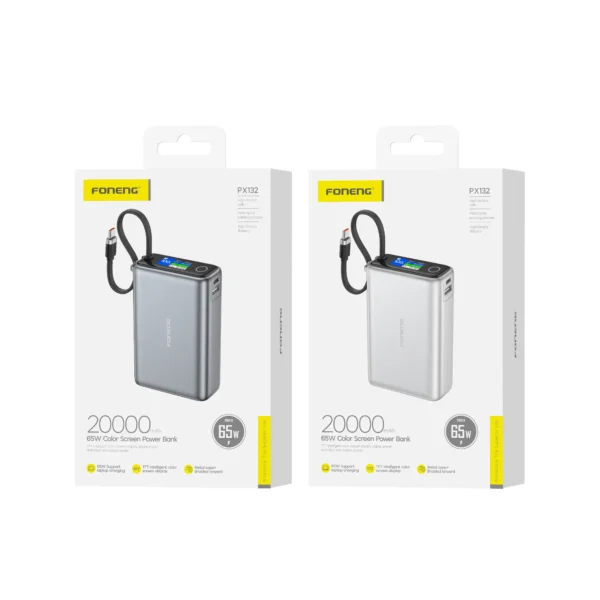 Foneng PX132 20000mAh Power Bank (65W & 3 Outputs)