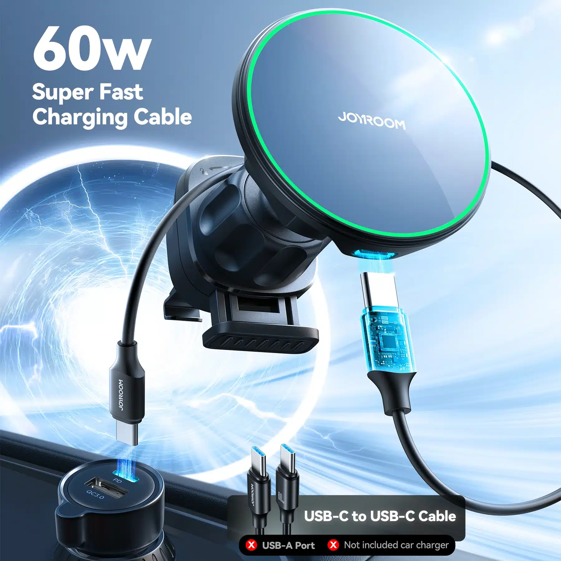 JOYROOM JR ZS412 Qi2 15W Magnetic Wireless Car Charger Holder 5