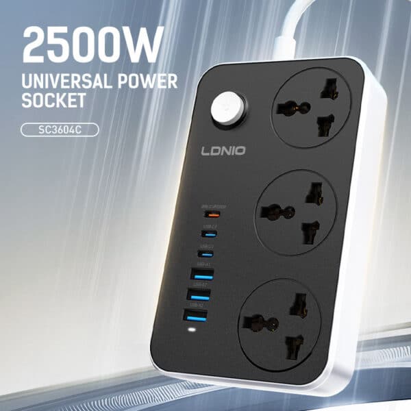 LDNIO SC3604C Power Socket with 3 Outlets Power Strip