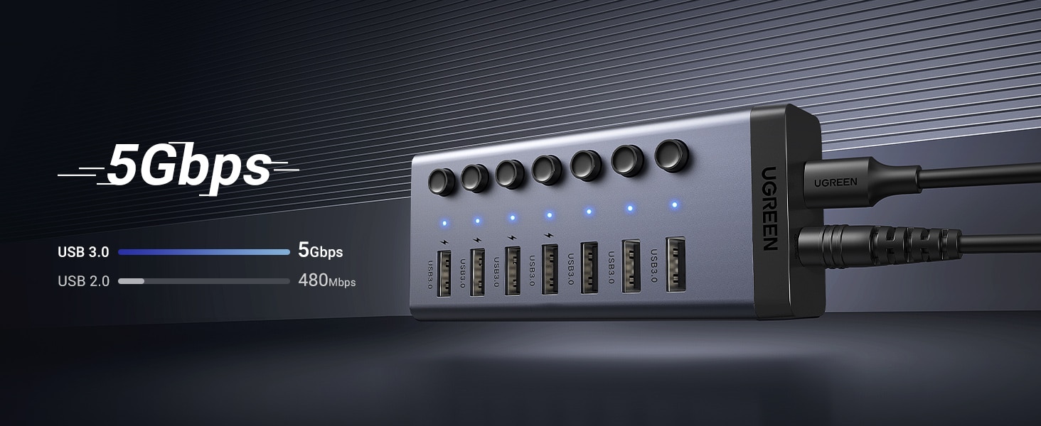 UGREEN 30778 7 Port USB 3.0 Hub with 4 Smart Charging Ports 2