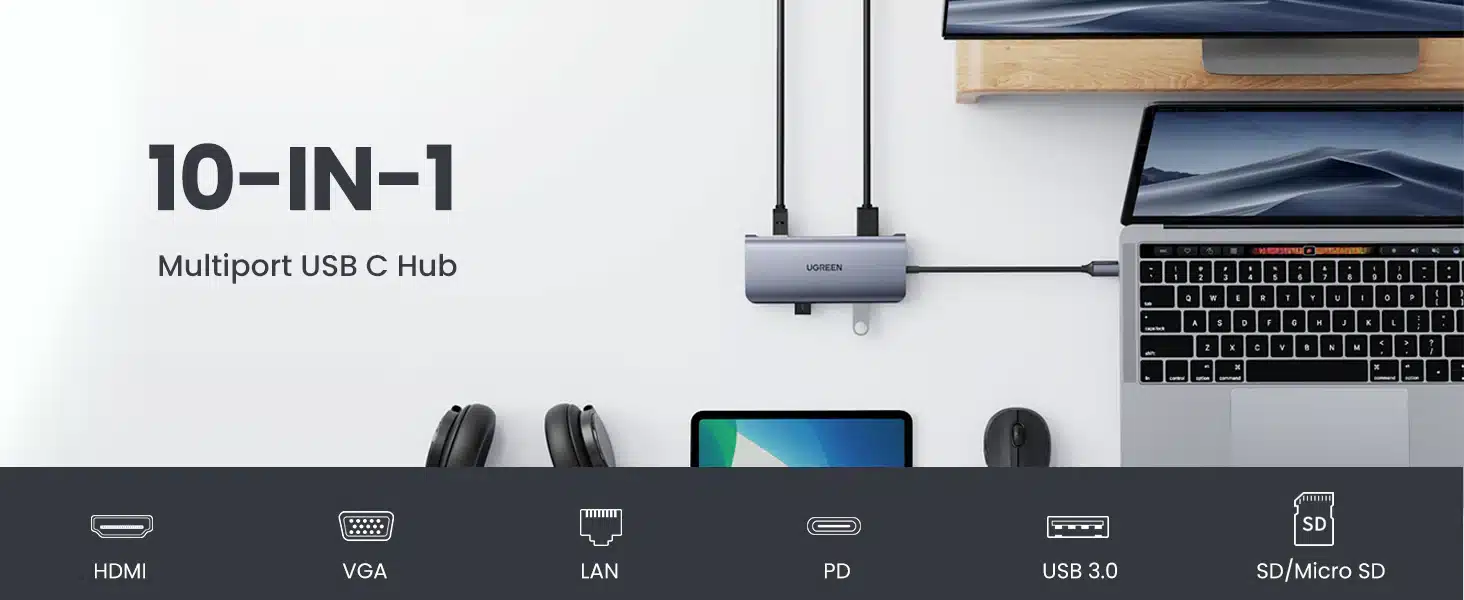 UGREEN 80133 10 in 1 4K HDMI USB C Hub 3