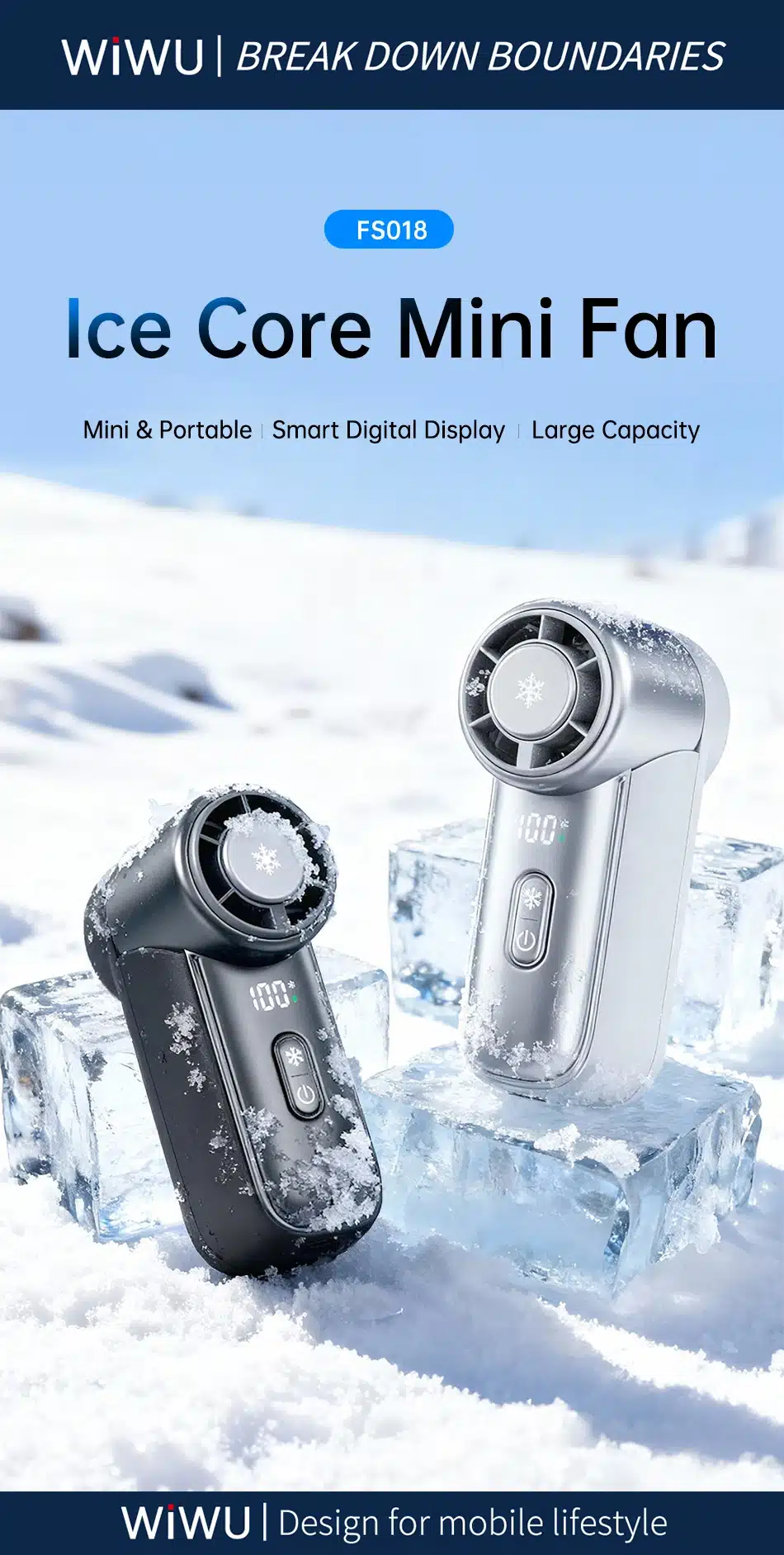 WiWU FS018 Ice Core Mini Handheld High speed Fan 4