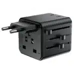 ACEFAST Z11 Travel Plug Adapter High‑power AC socket Maximum power up to 2500W acefast z11 socket round icon Universal high-power socket 2500W at 250V, wide range of use acefast z11 international plugs round icon International standard EU I US I UK I AU standarts plugs acefast z11 2 fuses round icon Two 10A fuses enhanced safety Dual fuse system: primary + backup acefast z11 2 us sockets round icon 2 additional US sockets More devices, one compact adapter 🌎Universal Travel Plug Adapter: Effortless Global Compatibility Seamlessly switch between EU, UK, US and AU plug types - no extra adapters needed. Travel with confidence: one compact tool fits every socket, from hotel rooms to co-working spaces worldwide. 🛡️Dual‑Fuse Safety System: Uncompromising Protection Two 10A fuses: one active, one standby, work together to prevent overloads and short circuits. Stay worry‑free: your devices are shielded from power spikes, even in unstable grids. 🔌High‑Power AC Socket: Handle Any Device with Ease Power demanding electronics - up to 2500W. No more juggling multiple adapters: this single socket manages heavy loads without overheating. 🔒Smart Interlock Design: One Plug, One Safe Move The interlock mechanism lets you extend only one plug type at a time, eliminating accidental exposure of live pins. Simple, intuitive, and engineered for peace of mind. ⬛Matte Black Finish: Sleek Style That Lasts A scratch- and stain-resistant matte surface keeps the adapter looking premium, trip after trip. It’s not just functional - it’s a subtle statement of modern travel style. 🧳Compact Retractable Design: Pack Light, Travel Free Retractable pins and a slim profile slip into any bag without bulk. Go from suitcase to socket in seconds: perfect for business trips, weekend getaways, or digital nomad life. 💪V0‑Grade Flame‑Retardant PC: Built to Withstand Engineered with high‑temperature flame‑retardant PC material (V0-grade), this adapter resists heat and fire hazards. Durable by design, it’s ready for years of reliable use across continents. ✅Globally Certified: Trusted Wherever You Go Backed by CE, EAC, RoHS, FCC and UKCA certifications, this adapter meets the highest international safety and environmental standards. Plug in with confidence - from New York to New Delhi. SPECIFICATION Product name: ACEFAST Z11 travel plug adapter. Plug standard: EU, UK, US, AU. Voltage: AC100-250V. Current: 10A max. Output: 2500W (universal EU, US, UK, AU socket) + 2 additional US sockets. Material: Flame-retardant PC, V0-grade. Sizes: 54.5 × 55.7 × 50.2mm. Weight: 103g. Certification: CE, RoHS, FCC, UKCA, EAC.