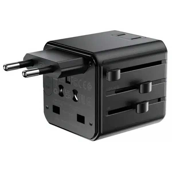 ACEFAST Z11 Travel Plug Adapter High‑power AC socket Maximum power up to 2500W acefast z11 socket round icon Universal high-power socket 2500W at 250V, wide range of use acefast z11 international plugs round icon International standard EU I US I UK I AU standarts plugs acefast z11 2 fuses round icon Two 10A fuses enhanced safety Dual fuse system: primary + backup acefast z11 2 us sockets round icon 2 additional US sockets More devices, one compact adapter 🌎Universal Travel Plug Adapter: Effortless Global Compatibility Seamlessly switch between EU, UK, US and AU plug types - no extra adapters needed. Travel with confidence: one compact tool fits every socket, from hotel rooms to co-working spaces worldwide. 🛡️Dual‑Fuse Safety System: Uncompromising Protection Two 10A fuses: one active, one standby, work together to prevent overloads and short circuits. Stay worry‑free: your devices are shielded from power spikes, even in unstable grids. 🔌High‑Power AC Socket: Handle Any Device with Ease Power demanding electronics - up to 2500W. No more juggling multiple adapters: this single socket manages heavy loads without overheating. 🔒Smart Interlock Design: One Plug, One Safe Move The interlock mechanism lets you extend only one plug type at a time, eliminating accidental exposure of live pins. Simple, intuitive, and engineered for peace of mind. ⬛Matte Black Finish: Sleek Style That Lasts A scratch- and stain-resistant matte surface keeps the adapter looking premium, trip after trip. It’s not just functional - it’s a subtle statement of modern travel style. 🧳Compact Retractable Design: Pack Light, Travel Free Retractable pins and a slim profile slip into any bag without bulk. Go from suitcase to socket in seconds: perfect for business trips, weekend getaways, or digital nomad life. 💪V0‑Grade Flame‑Retardant PC: Built to Withstand Engineered with high‑temperature flame‑retardant PC material (V0-grade), this adapter resists heat and fire hazards. Durable by design, it’s ready for years of reliable use across continents. ✅Globally Certified: Trusted Wherever You Go Backed by CE, EAC, RoHS, FCC and UKCA certifications, this adapter meets the highest international safety and environmental standards. Plug in with confidence - from New York to New Delhi. SPECIFICATION Product name: ACEFAST Z11 travel plug adapter. Plug standard: EU, UK, US, AU. Voltage: AC100-250V. Current: 10A max. Output: 2500W (universal EU, US, UK, AU socket) + 2 additional US sockets. Material: Flame-retardant PC, V0-grade. Sizes: 54.5 × 55.7 × 50.2mm. Weight: 103g. Certification: CE, RoHS, FCC, UKCA, EAC.