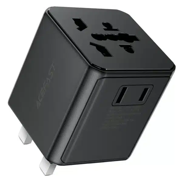 ACEFAST Z11 Travel Plug Adapter High‑power AC socket Maximum power up to 2500W acefast z11 socket round icon Universal high-power socket 2500W at 250V, wide range of use acefast z11 international plugs round icon International standard EU I US I UK I AU standarts plugs acefast z11 2 fuses round icon Two 10A fuses enhanced safety Dual fuse system: primary + backup acefast z11 2 us sockets round icon 2 additional US sockets More devices, one compact adapter 🌎Universal Travel Plug Adapter: Effortless Global Compatibility Seamlessly switch between EU, UK, US and AU plug types - no extra adapters needed. Travel with confidence: one compact tool fits every socket, from hotel rooms to co-working spaces worldwide. 🛡️Dual‑Fuse Safety System: Uncompromising Protection Two 10A fuses: one active, one standby, work together to prevent overloads and short circuits. Stay worry‑free: your devices are shielded from power spikes, even in unstable grids. 🔌High‑Power AC Socket: Handle Any Device with Ease Power demanding electronics - up to 2500W. No more juggling multiple adapters: this single socket manages heavy loads without overheating. 🔒Smart Interlock Design: One Plug, One Safe Move The interlock mechanism lets you extend only one plug type at a time, eliminating accidental exposure of live pins. Simple, intuitive, and engineered for peace of mind. ⬛Matte Black Finish: Sleek Style That Lasts A scratch- and stain-resistant matte surface keeps the adapter looking premium, trip after trip. It’s not just functional - it’s a subtle statement of modern travel style. 🧳Compact Retractable Design: Pack Light, Travel Free Retractable pins and a slim profile slip into any bag without bulk. Go from suitcase to socket in seconds: perfect for business trips, weekend getaways, or digital nomad life. 💪V0‑Grade Flame‑Retardant PC: Built to Withstand Engineered with high‑temperature flame‑retardant PC material (V0-grade), this adapter resists heat and fire hazards. Durable by design, it’s ready for years of reliable use across continents. ✅Globally Certified: Trusted Wherever You Go Backed by CE, EAC, RoHS, FCC and UKCA certifications, this adapter meets the highest international safety and environmental standards. Plug in with confidence - from New York to New Delhi. SPECIFICATION Product name: ACEFAST Z11 travel plug adapter. Plug standard: EU, UK, US, AU. Voltage: AC100-250V. Current: 10A max. Output: 2500W (universal EU, US, UK, AU socket) + 2 additional US sockets. Material: Flame-retardant PC, V0-grade. Sizes: 54.5 × 55.7 × 50.2mm. Weight: 103g. Certification: CE, RoHS, FCC, UKCA, EAC.