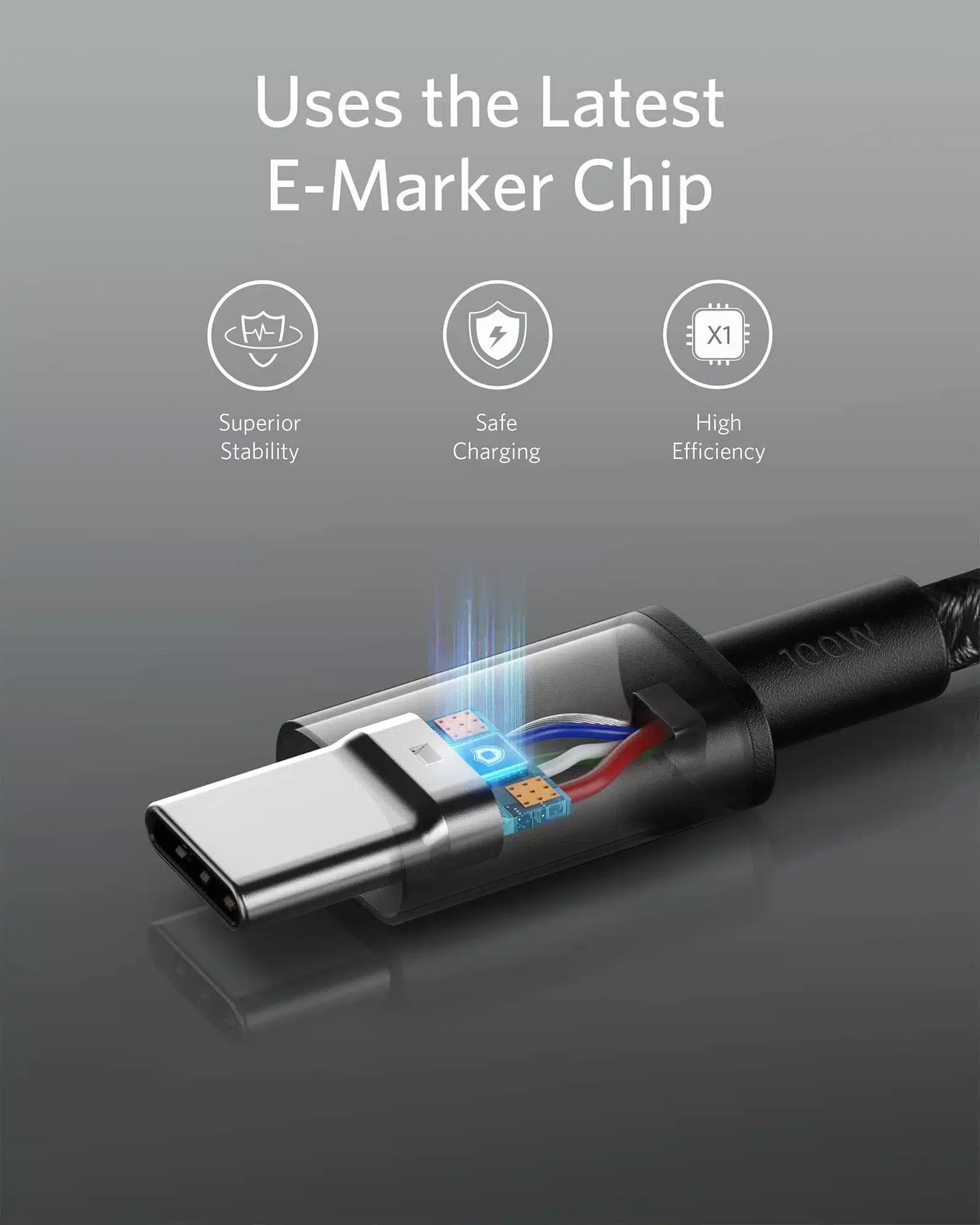 Anker A8756 333 USB C to USB C Cable 100W 3.3ft Nylon 3