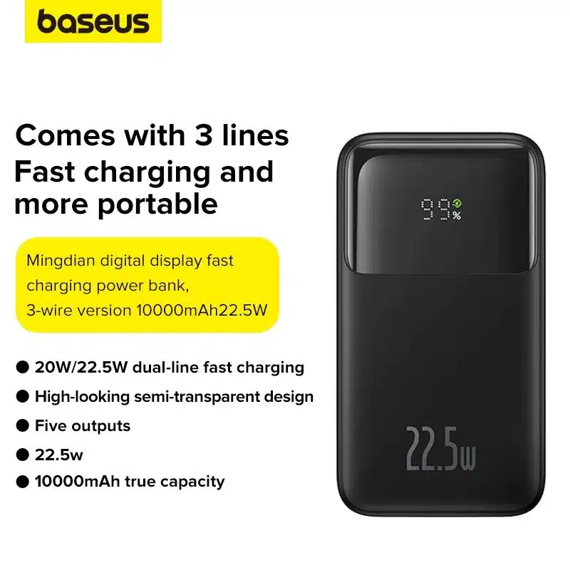 Baseus Comet Series Triple Cable 10000mAh 22.5W Digital Display Power Bank 3