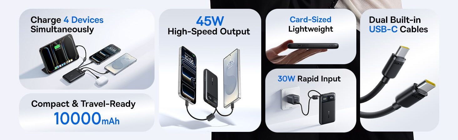 Baseus EnerFill FC11 10000mAh 22.5W Digital Display Power Bank with Dual Built in USB C Cables 5 e1778273002467
