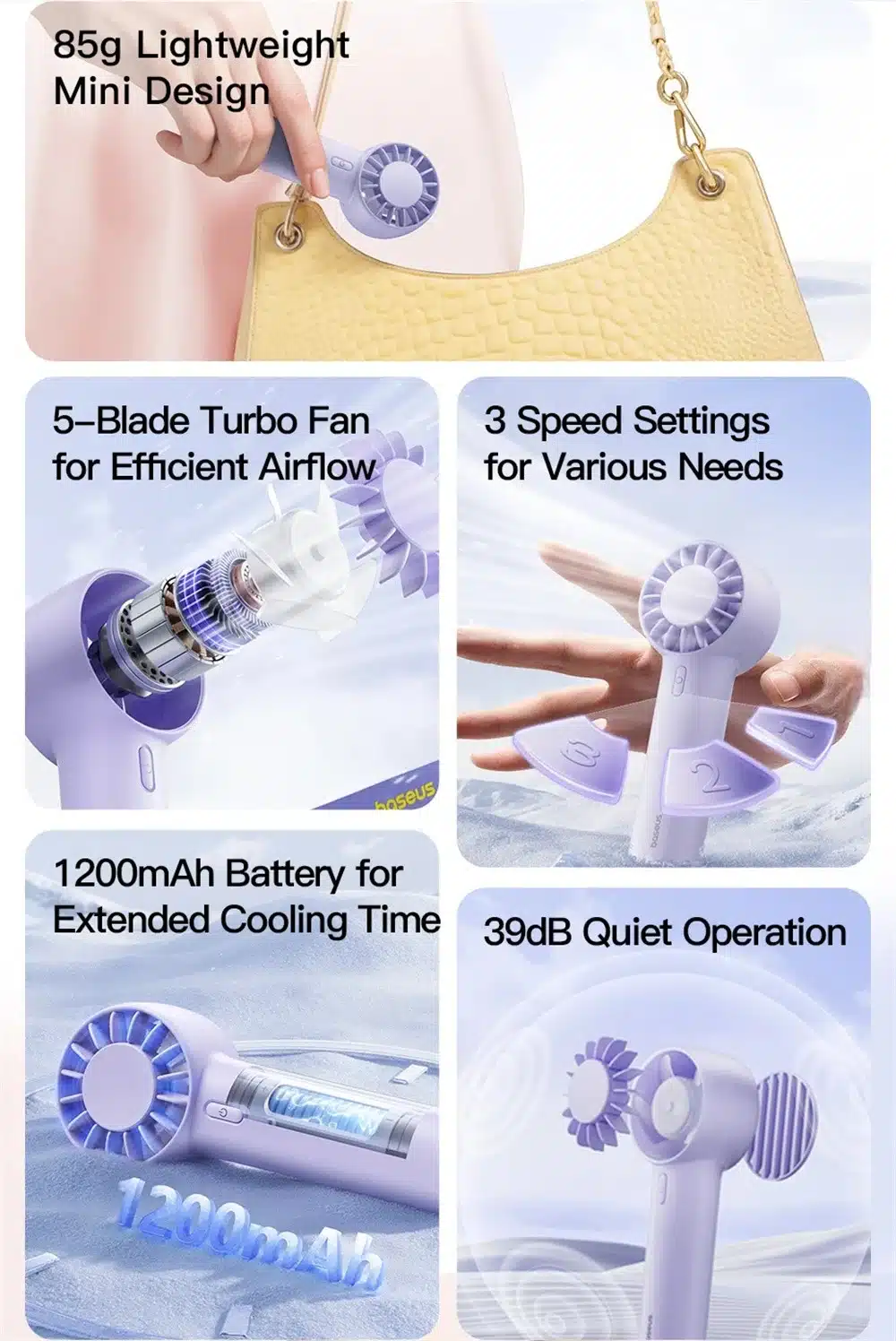 Baseus GoTrip DT1 Mini Turbine Handheld Fan 1