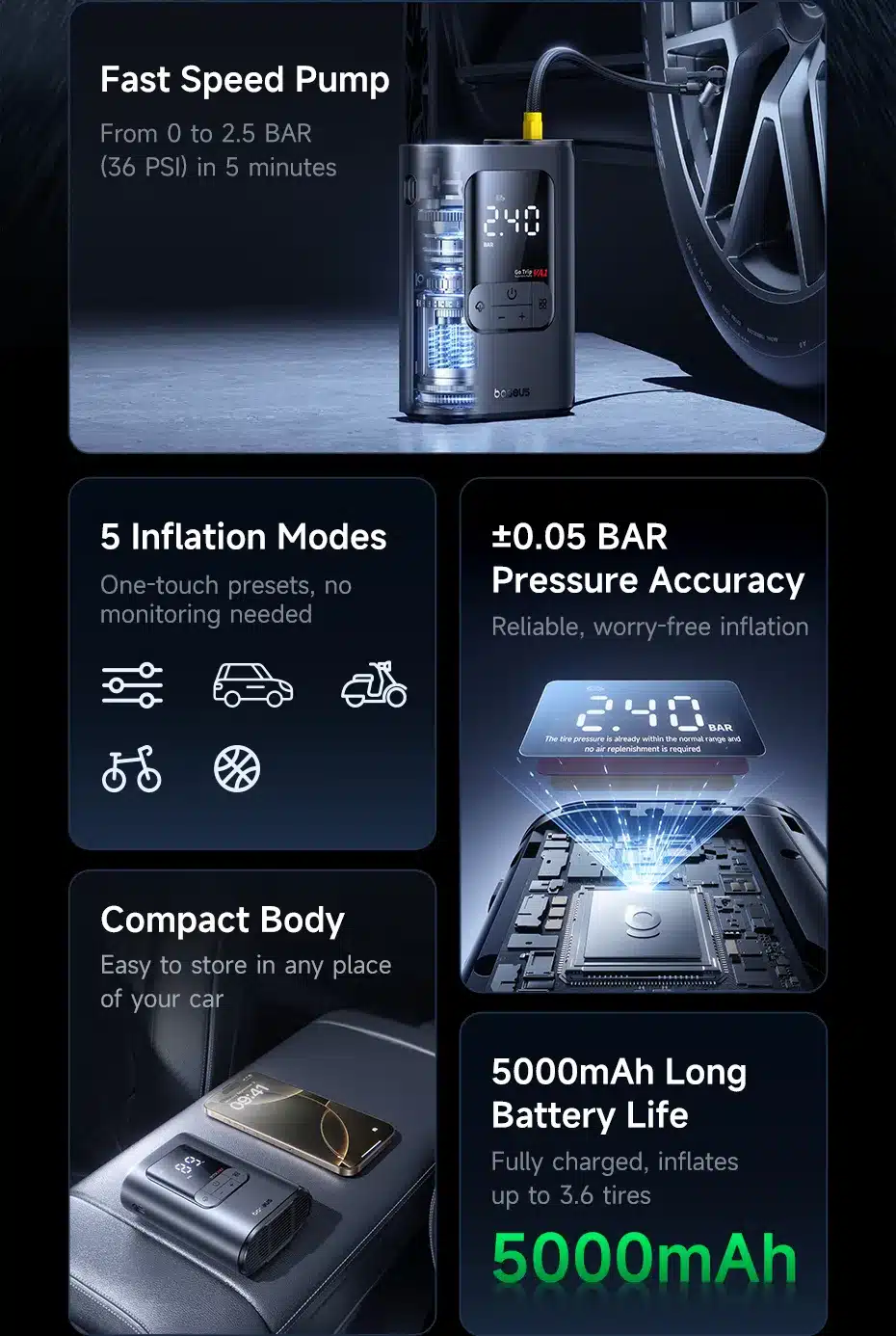 Baseus GoTrip VA1 Cordless Inflator 5
