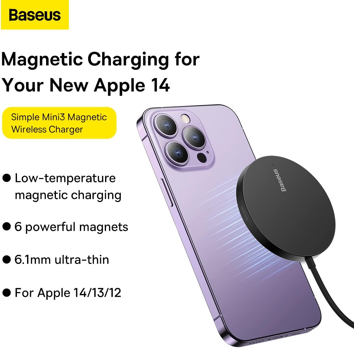 Baseus Simple Mini3 Magnetic Wireless Charger 15W 1