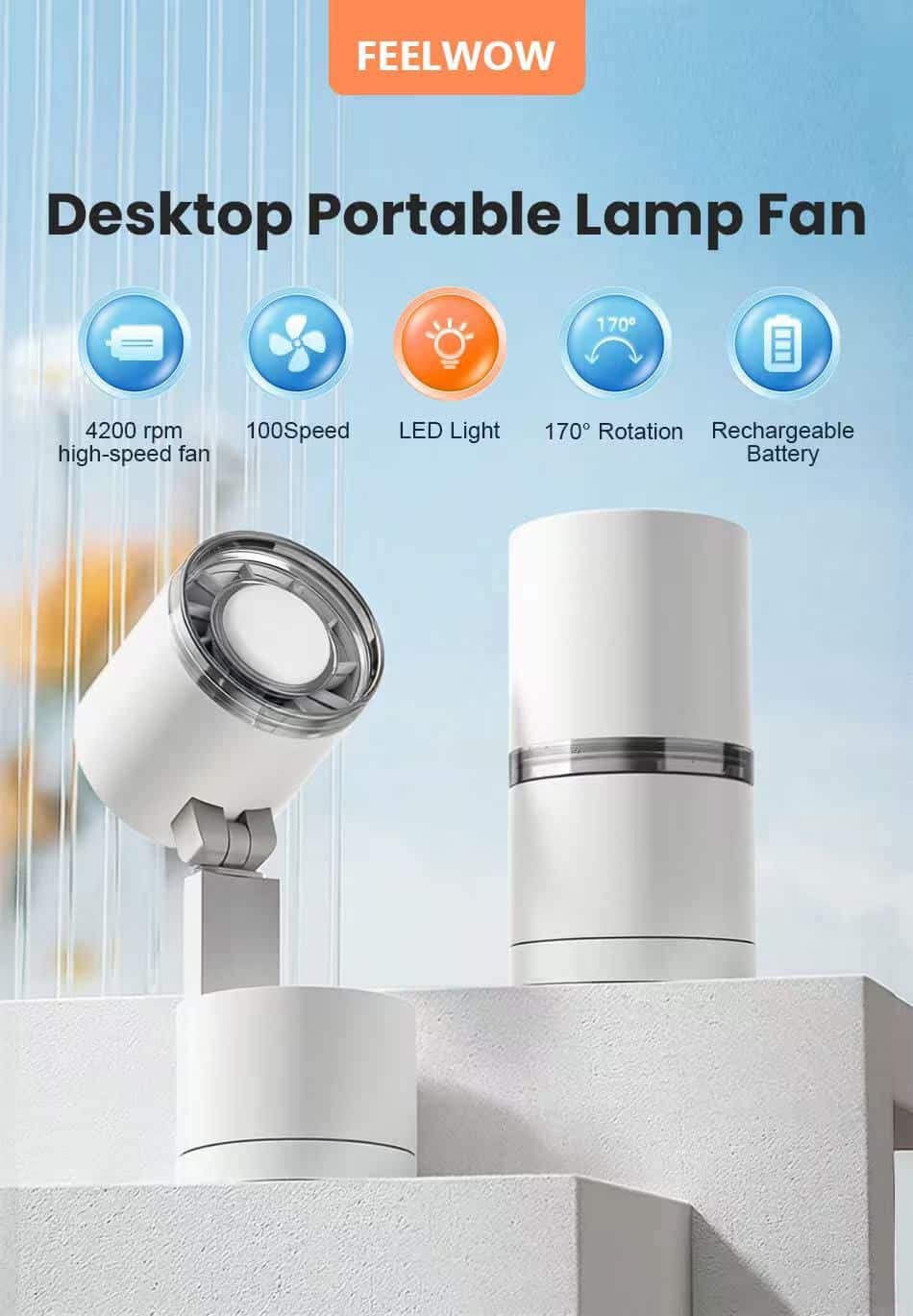 FEELWOW FW8 Desktop Portable Lamp Fan 5