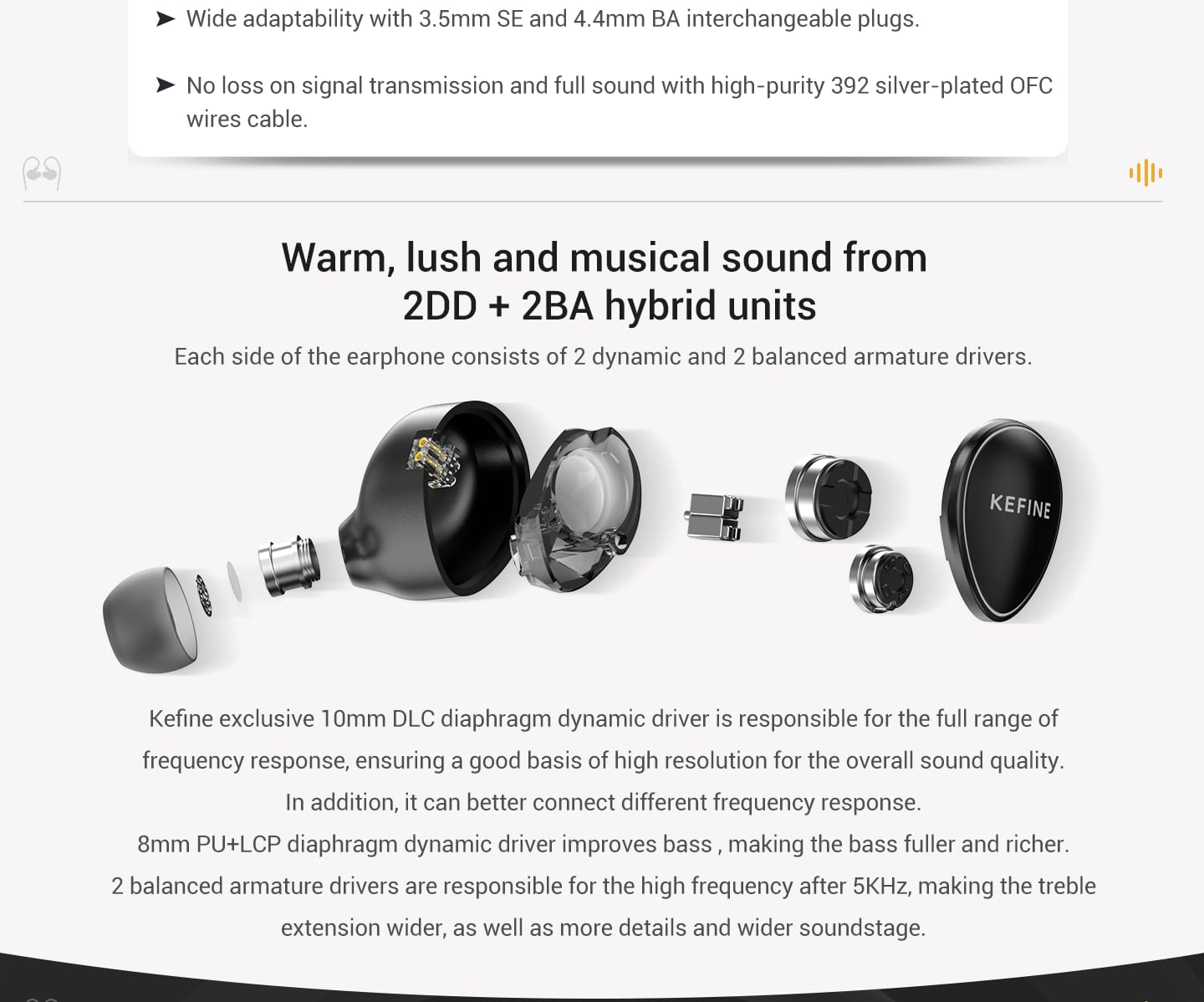 Kefine Quatio 2DD 2BA Hybrid HiFi Earphone 4