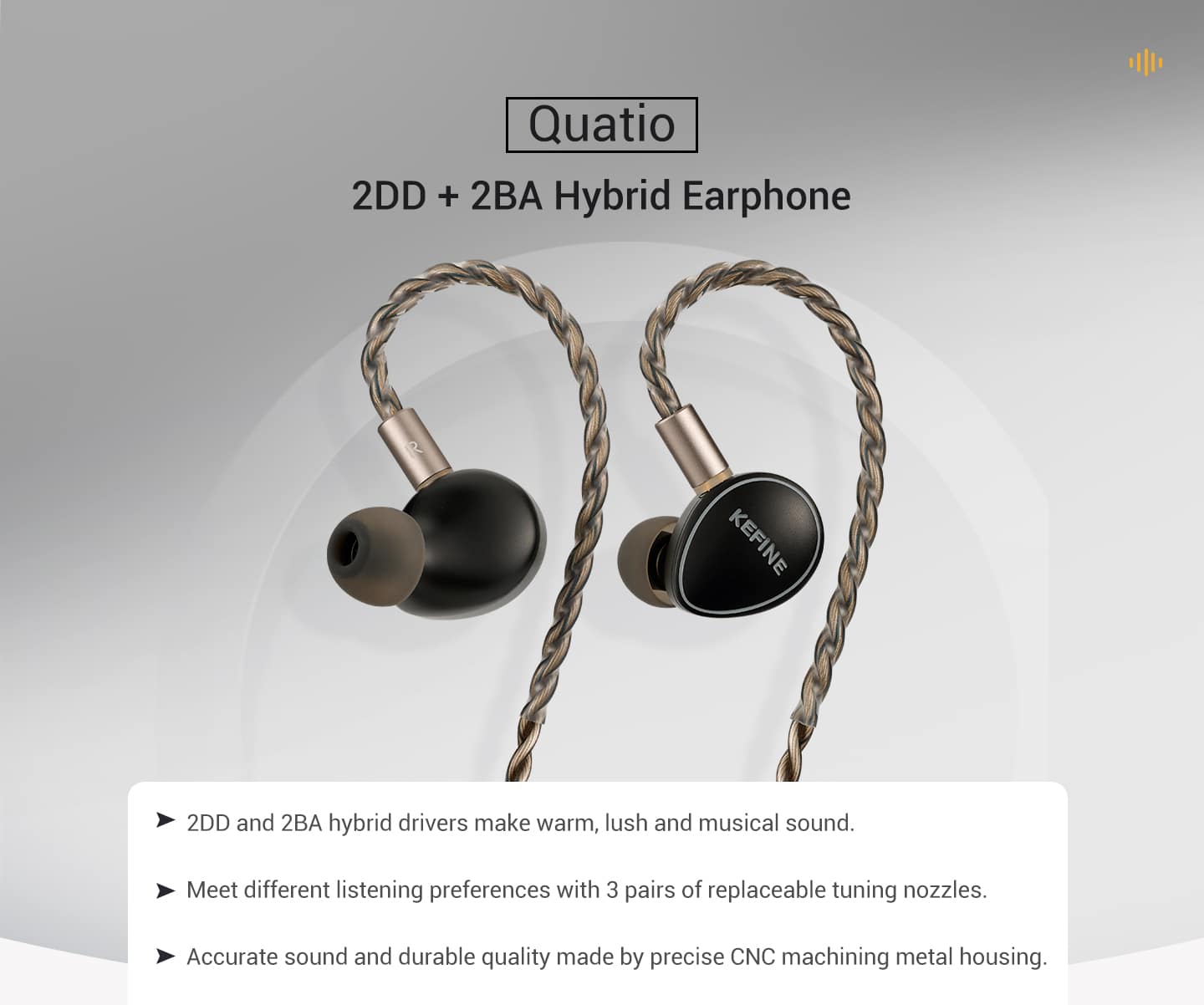 Kefine Quatio 2DD 2BA Hybrid HiFi Earphone 5