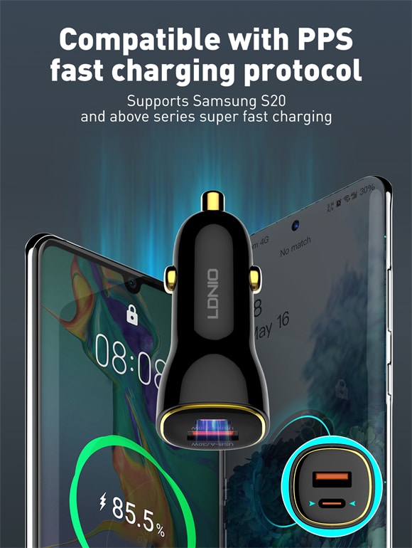LDNIO C103 60W PD QC Super Fast Car Charger 2